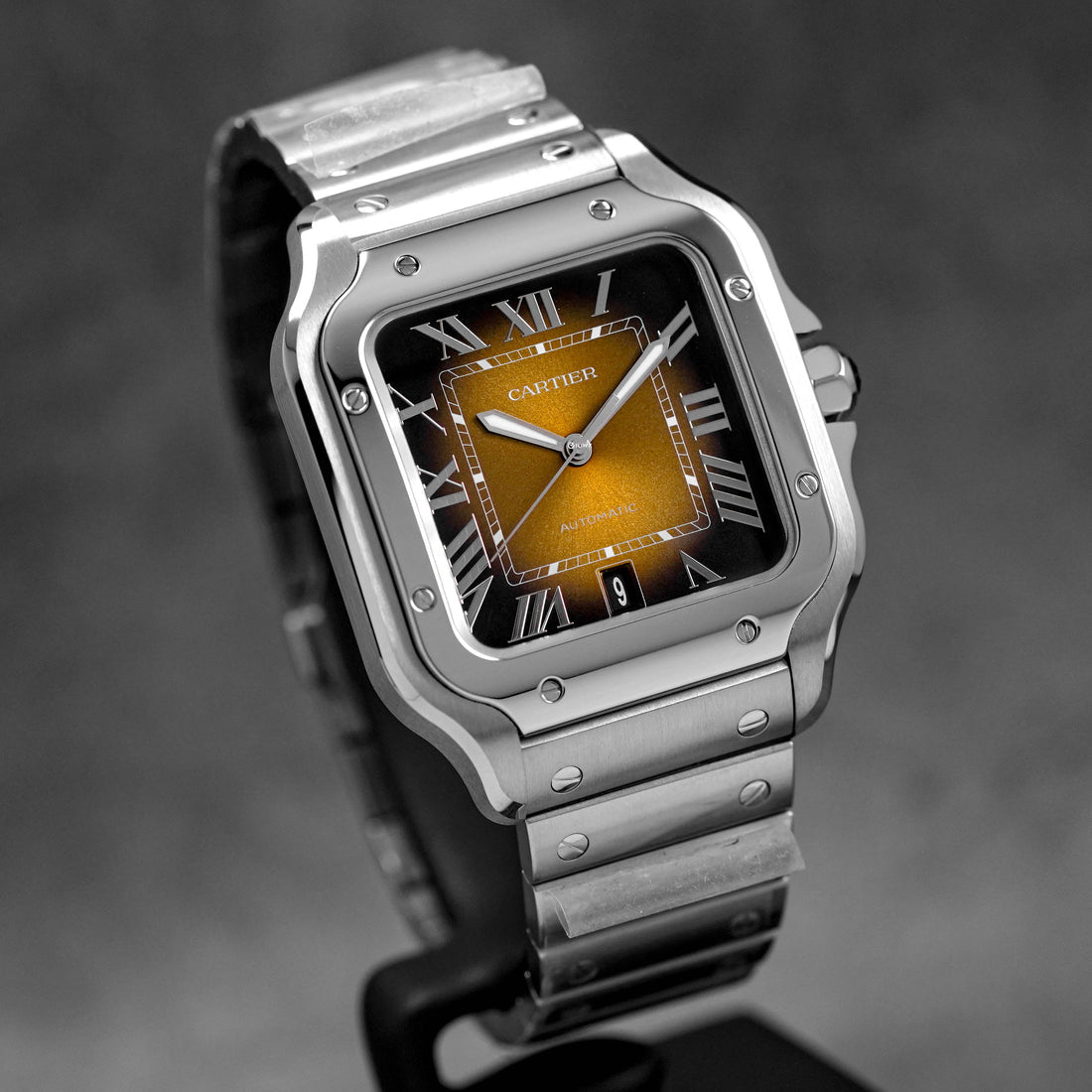 SANTOS DE CARTIER L BROWN SUNRAY-BRUSHED DIAL