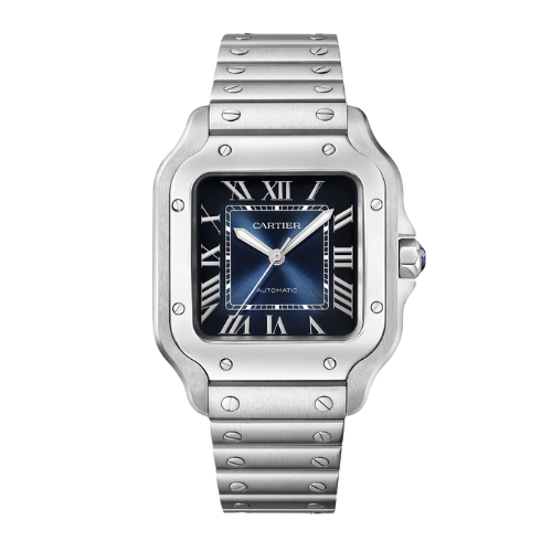 Montre Santos de Cartier tableau bleu