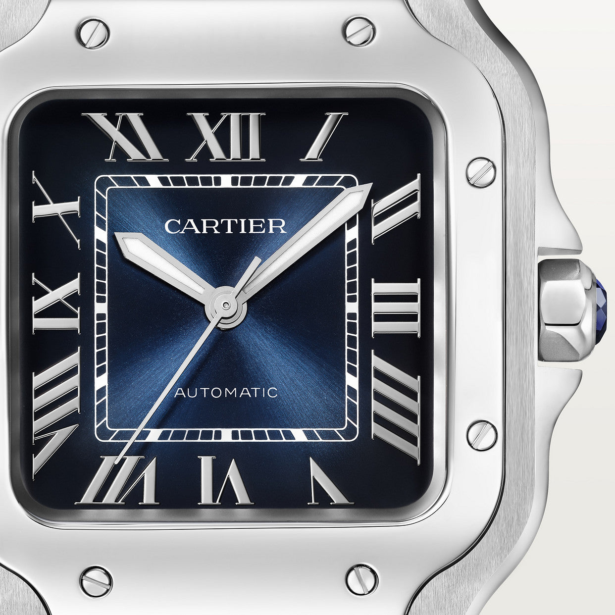 Montre Santos de Cartier tableau bleu