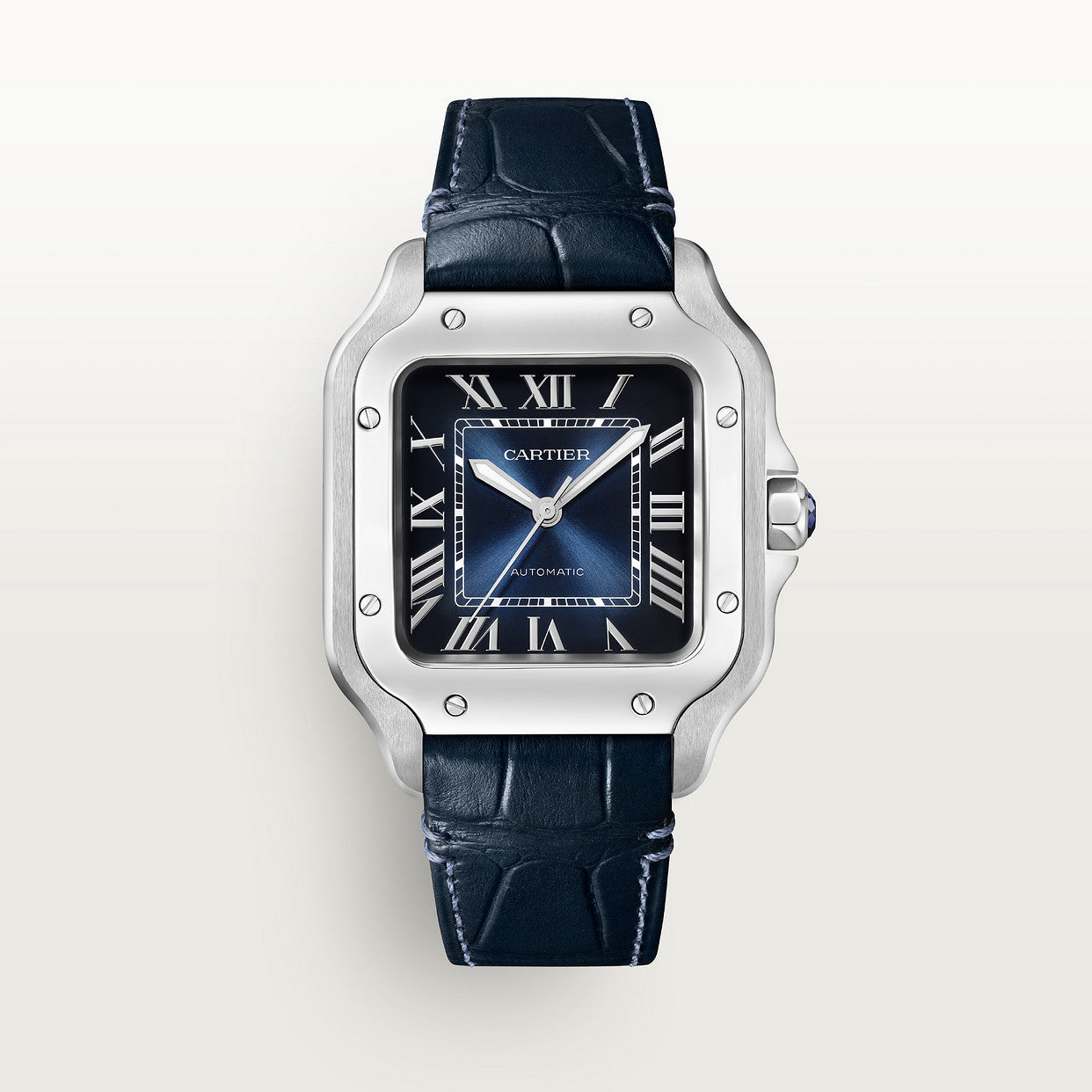 Montre Santos de Cartier tableau bleu