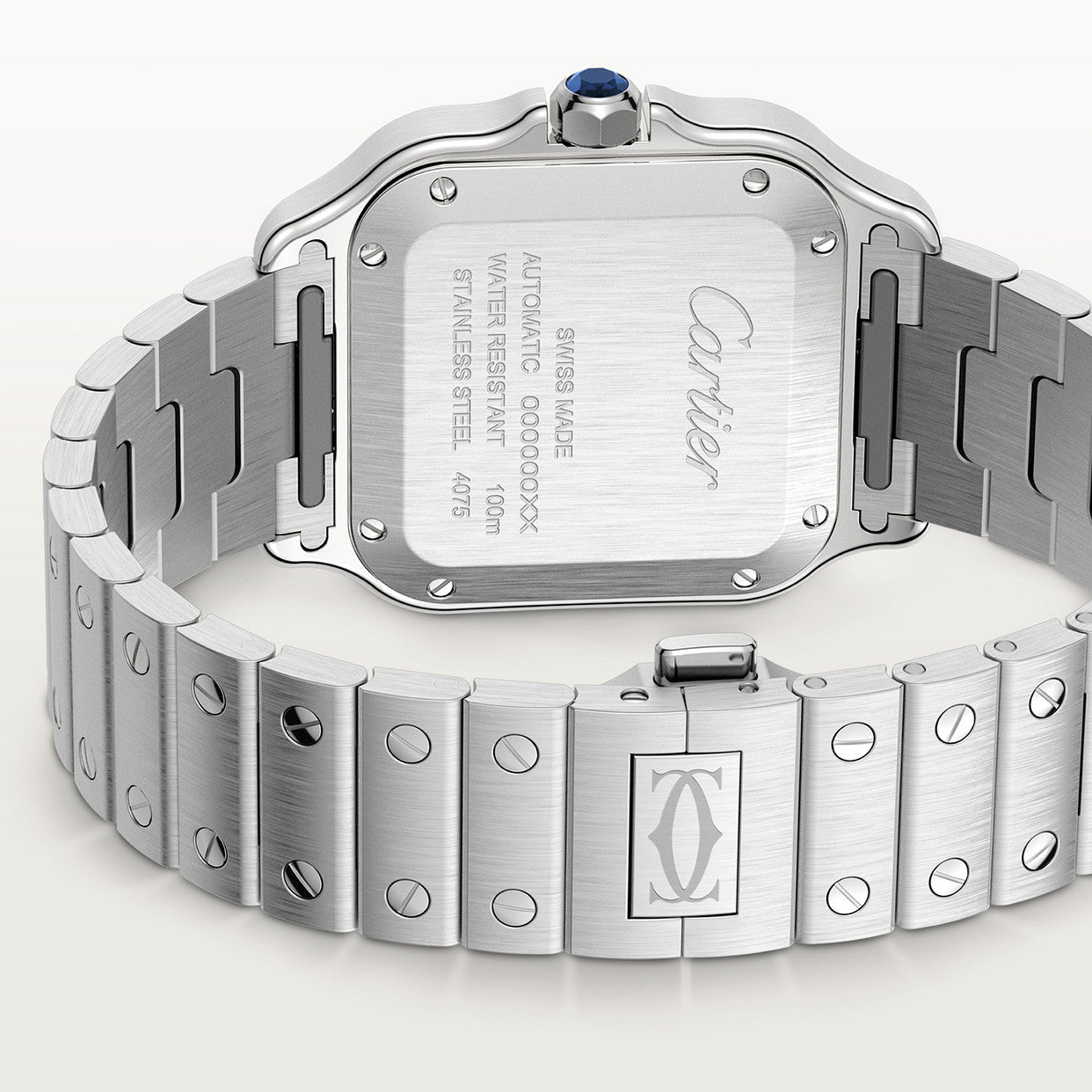 Montre Santos de Cartier tableau bleu