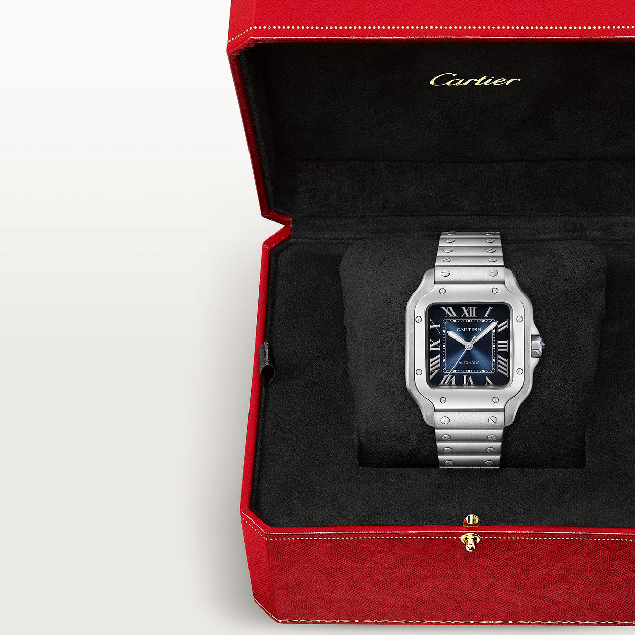 Montre Santos de Cartier tableau bleu