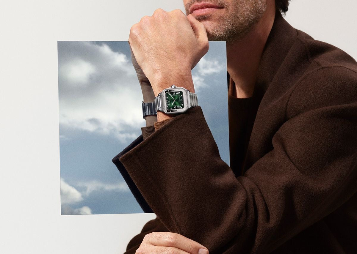 Montre Santos de Cartier tableau vert